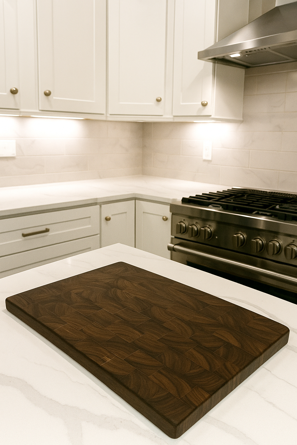 Premium Walnut End Grain Cutting Board – Handcrafted & Durable- Free Stand