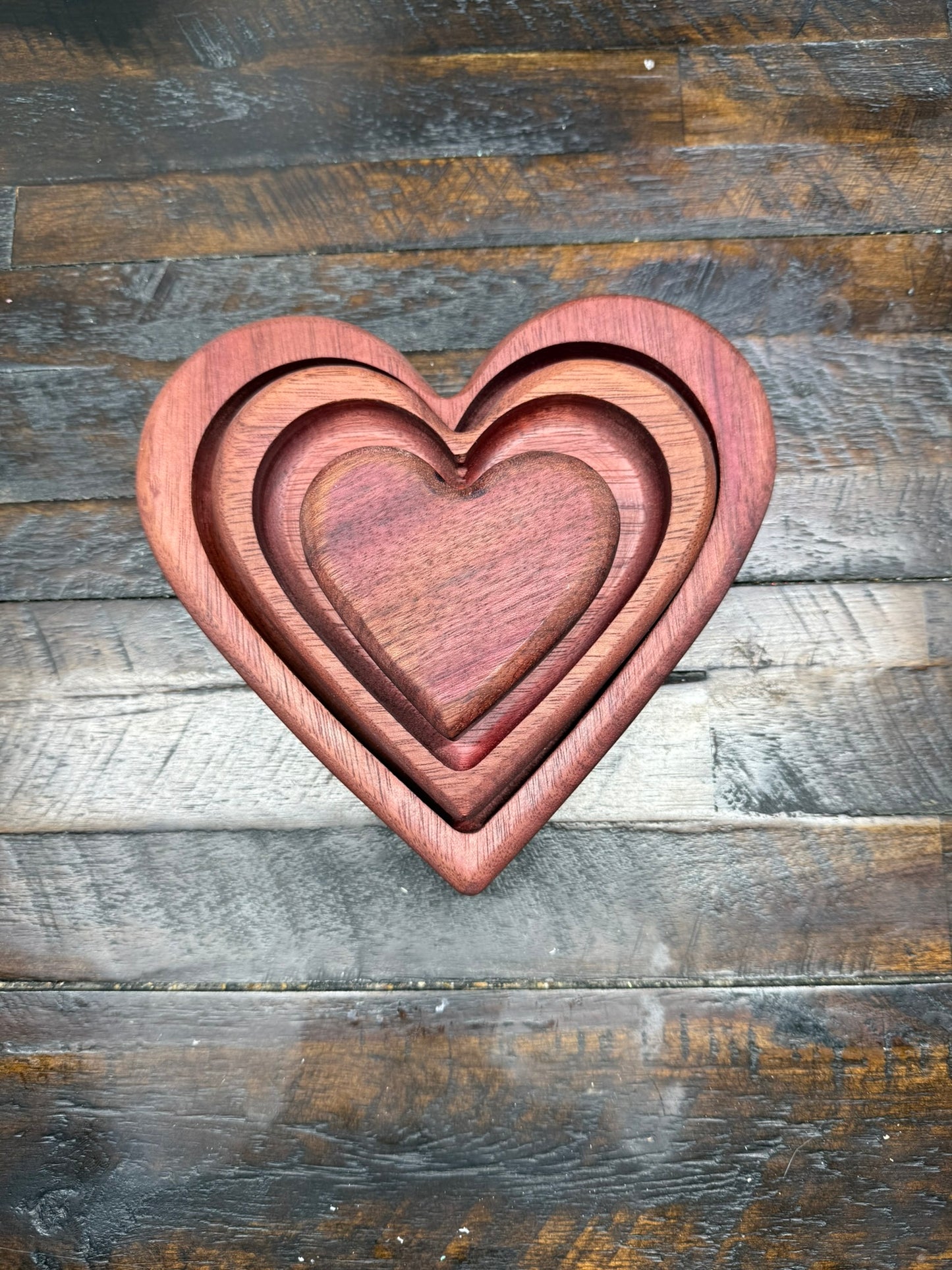 Purple Heart Wooden Heart Jewelry holder