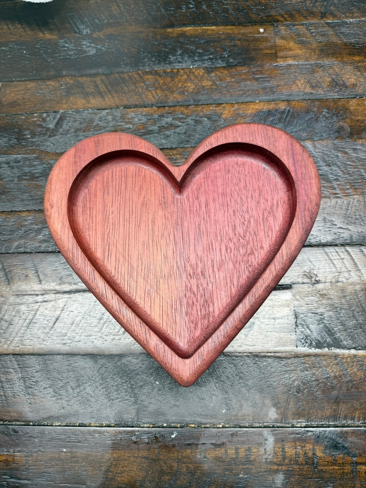 Purple Heart Wooden Heart Jewelry holder