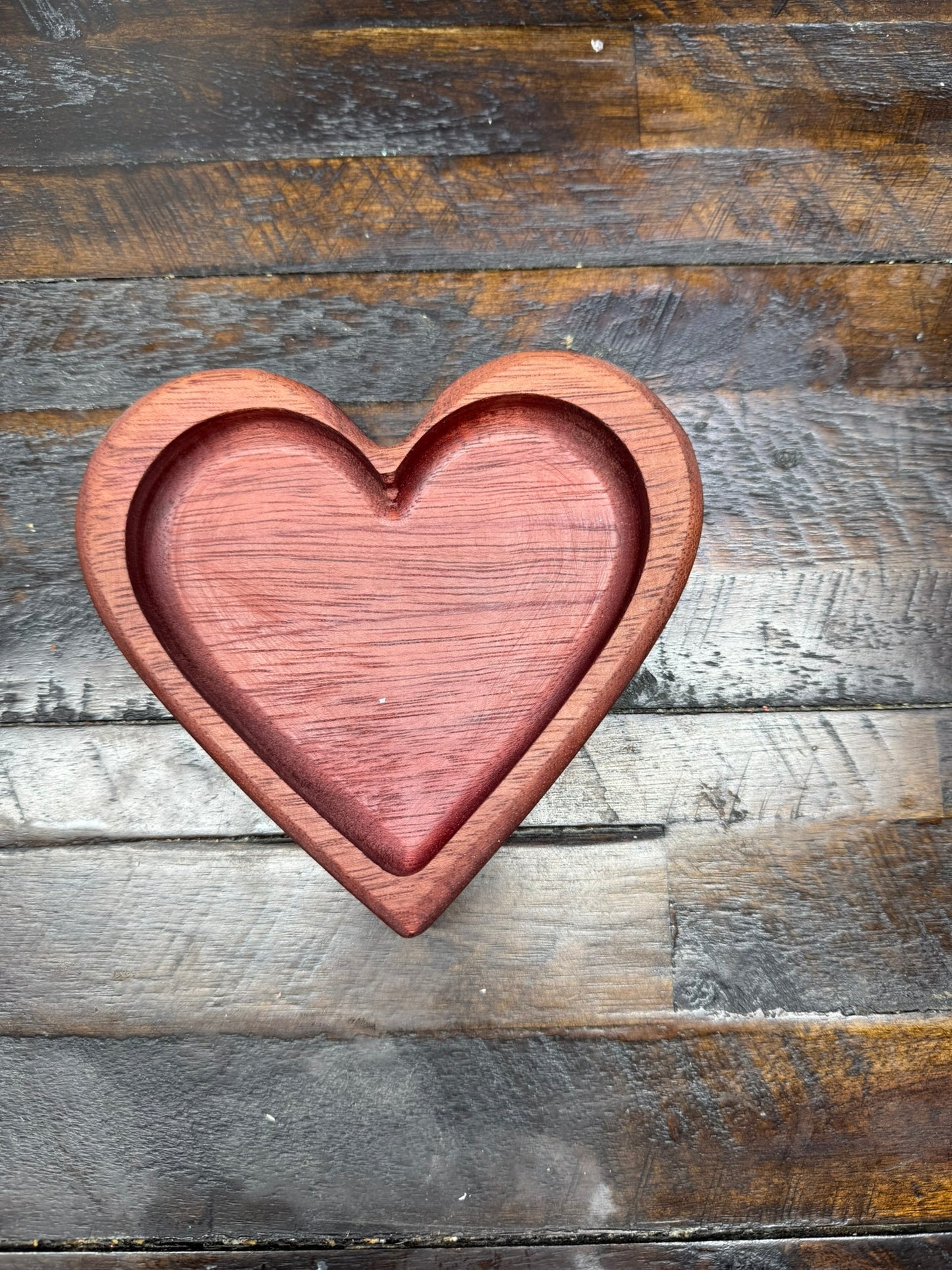 Purple Heart Wooden Heart Jewelry holder