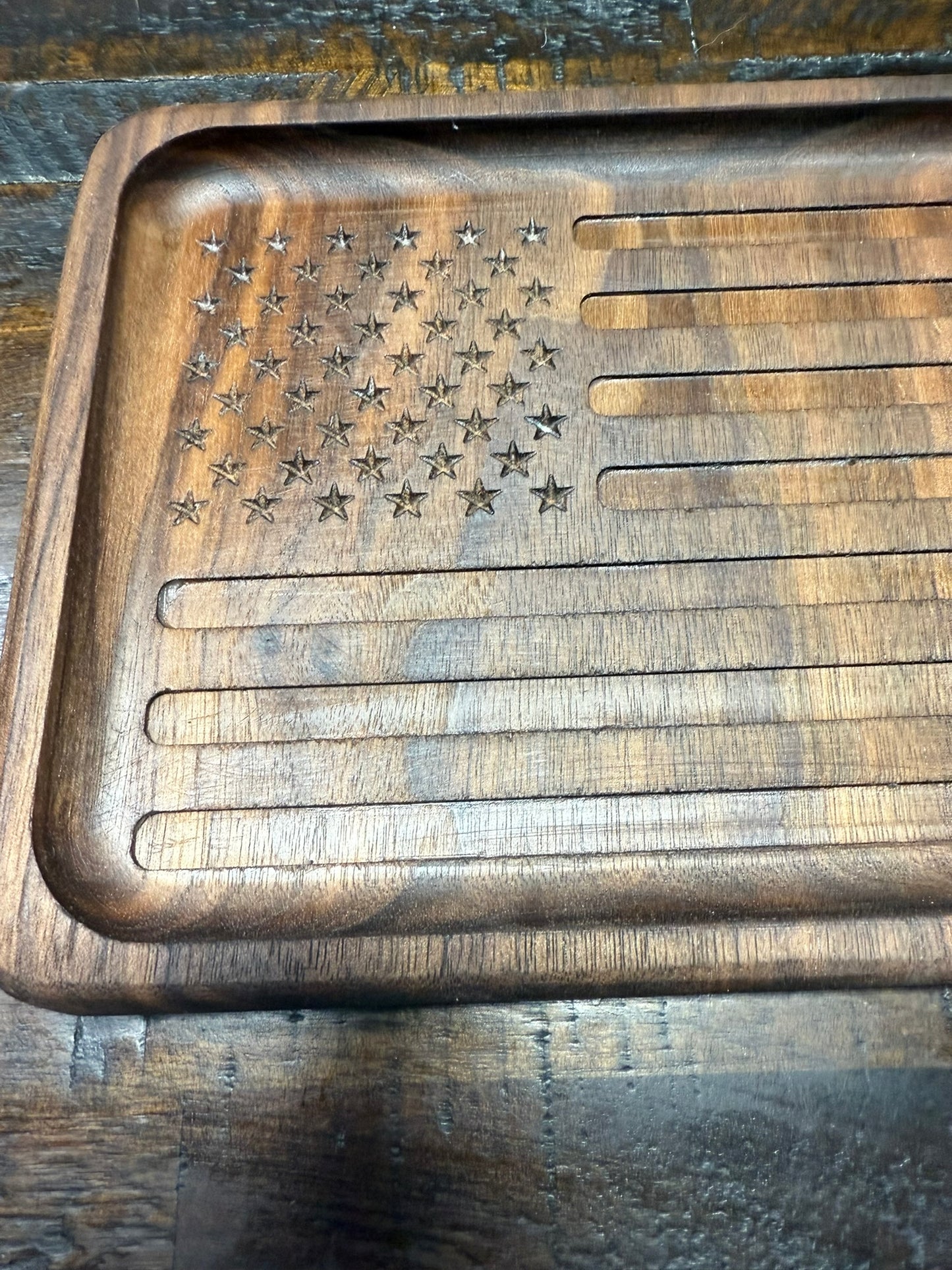 Black Walnut American Flag tray- Large