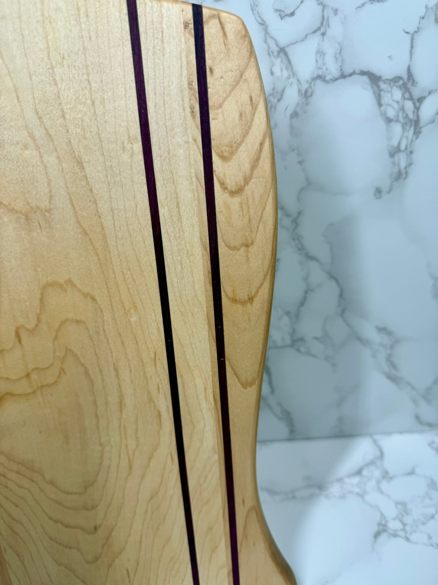 Maple Hardwood with Purple Heart inlay Heart Handle Charcuterie Board