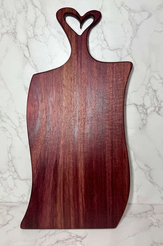 Purple Heart- Heart Handle Charcuterie Board