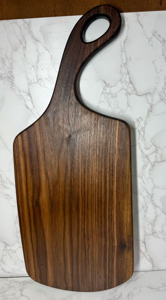 Black Walnut Curved handle Charcuterie Board 24"L x 10"W x 3/4"H