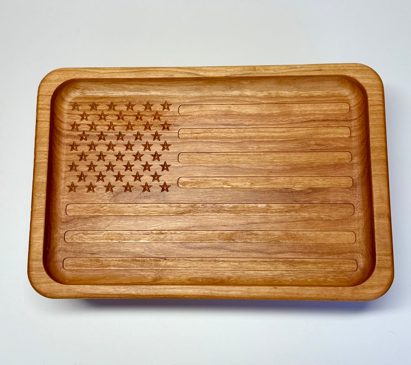Large American Flag Tray- Cherry Wood