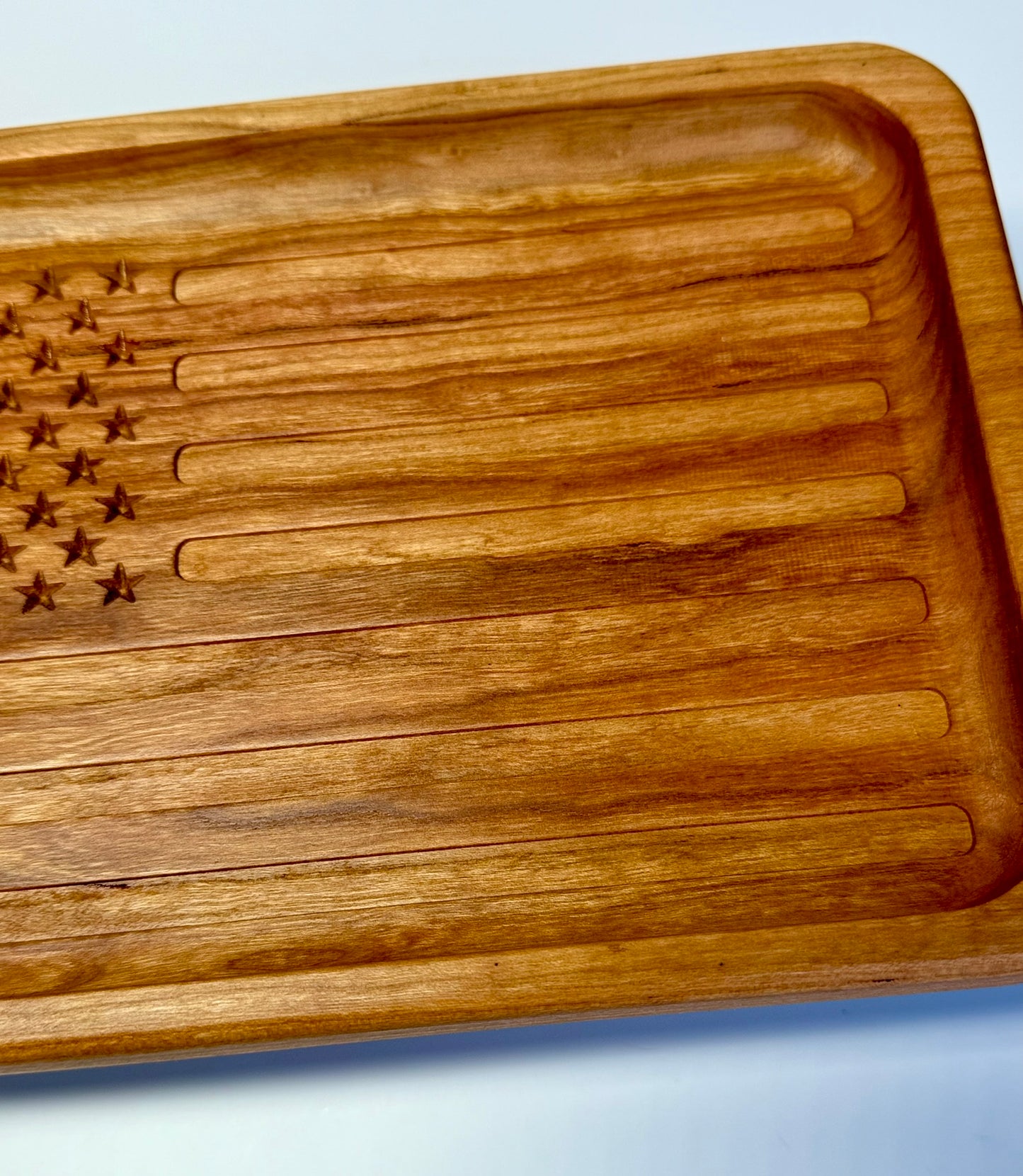 Large American Flag Tray- Cherry Wood