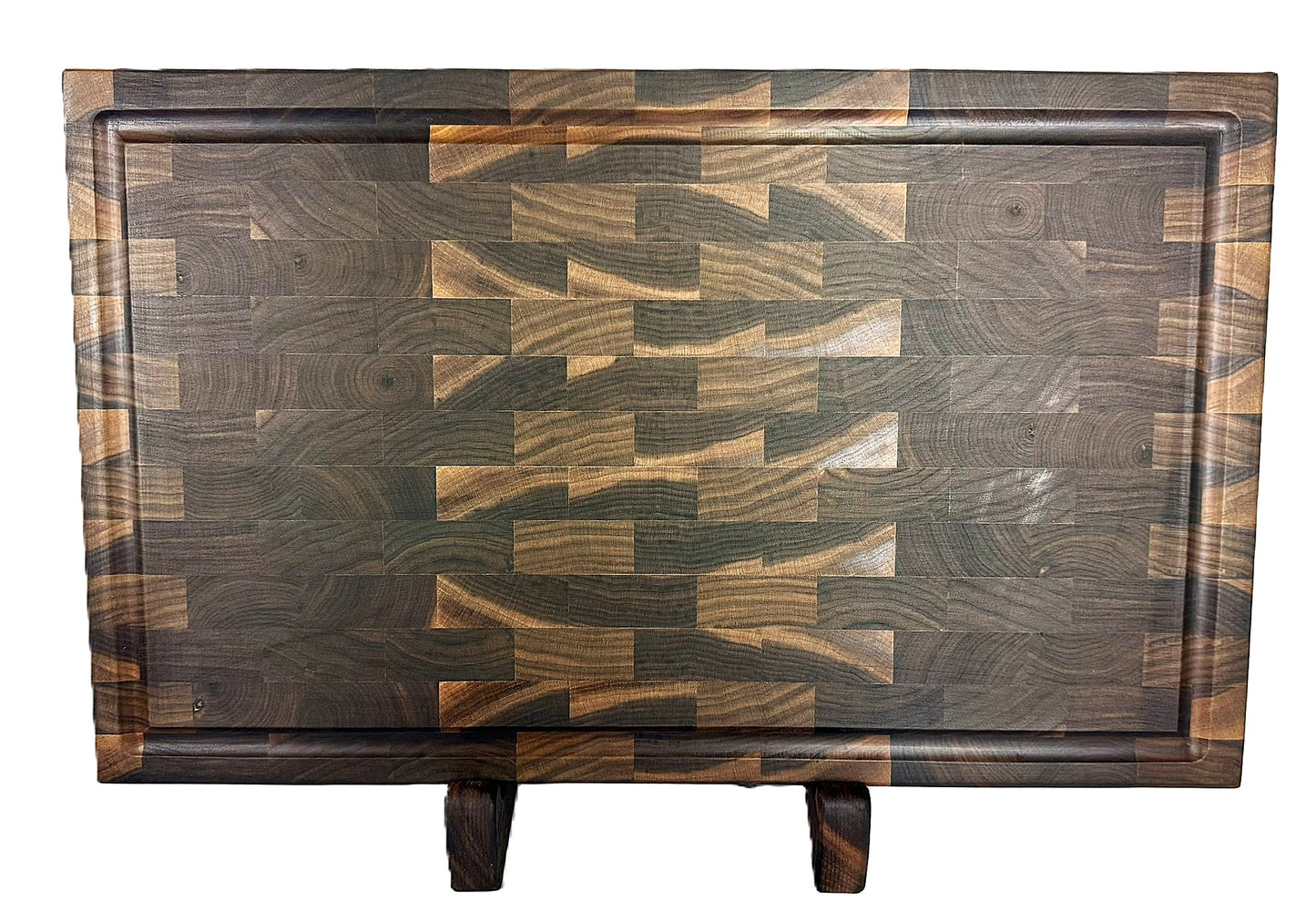 Premium Walnut End Grain Cutting Board – Handcrafted & Durable- Free Stand