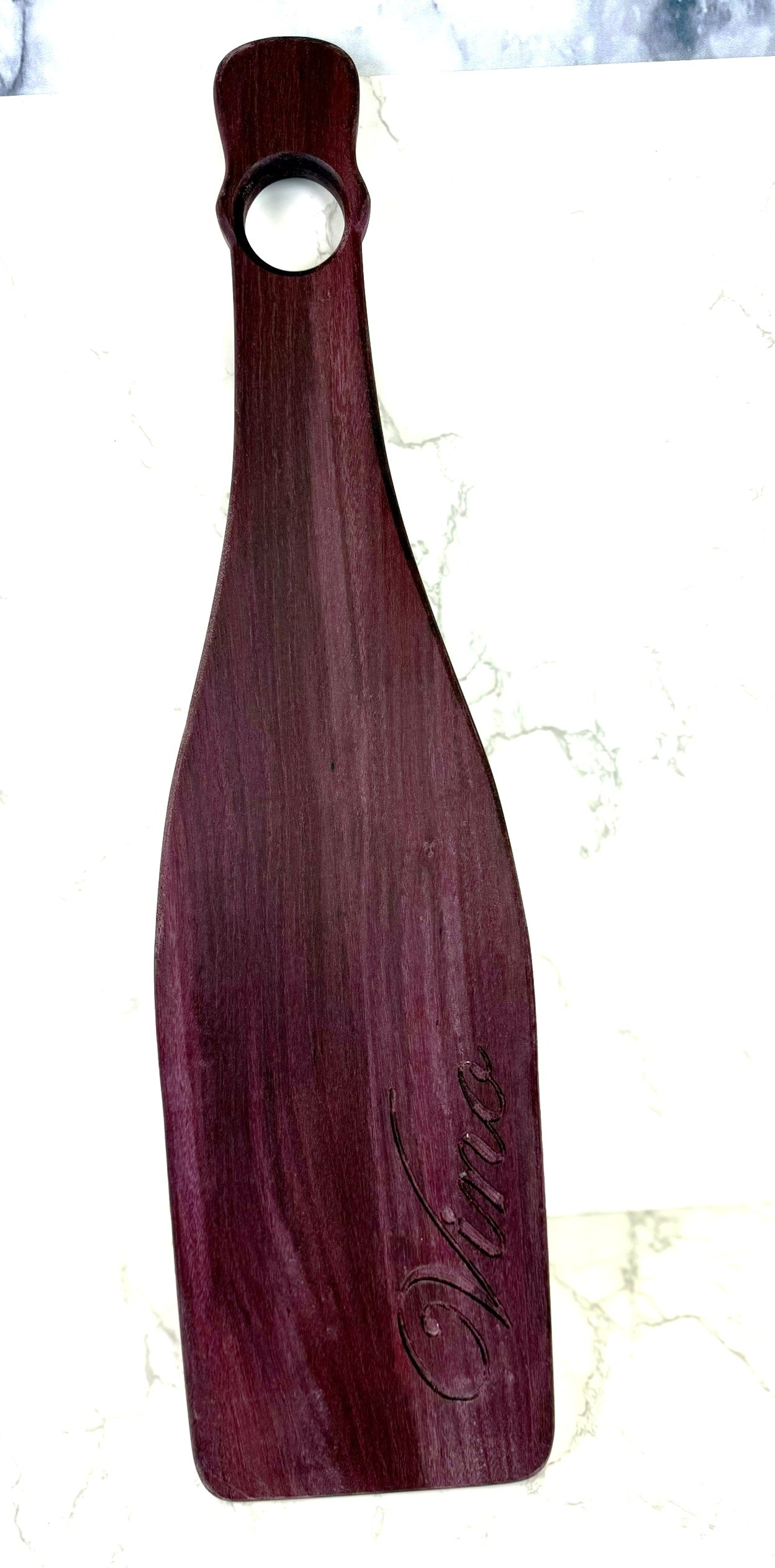 Wine Bottle Shaped Charcuterie Board- Purple Heart Hardwood