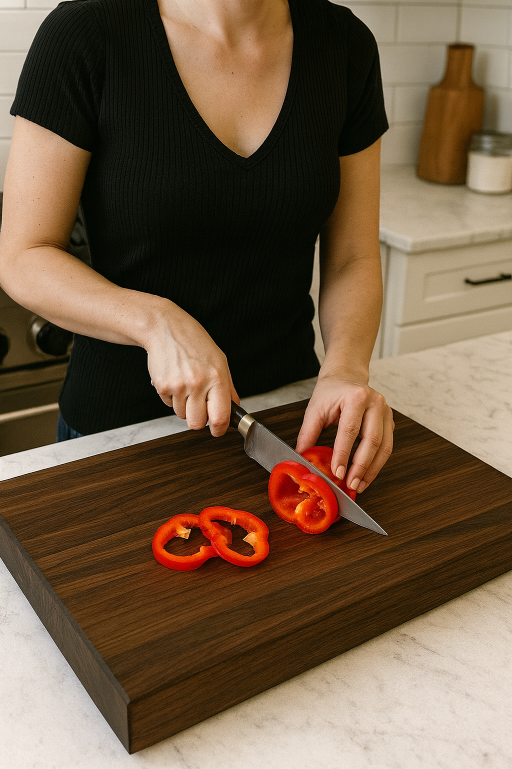 Premium Black Walnut Edge Grain Cutting Board – Handcrafted & Durable